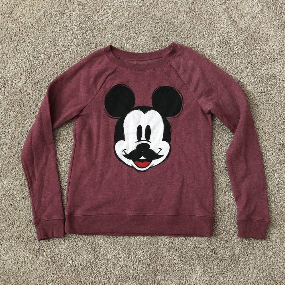 Disney Sweatshirt Womens Size S Mustache Mickey Mouse